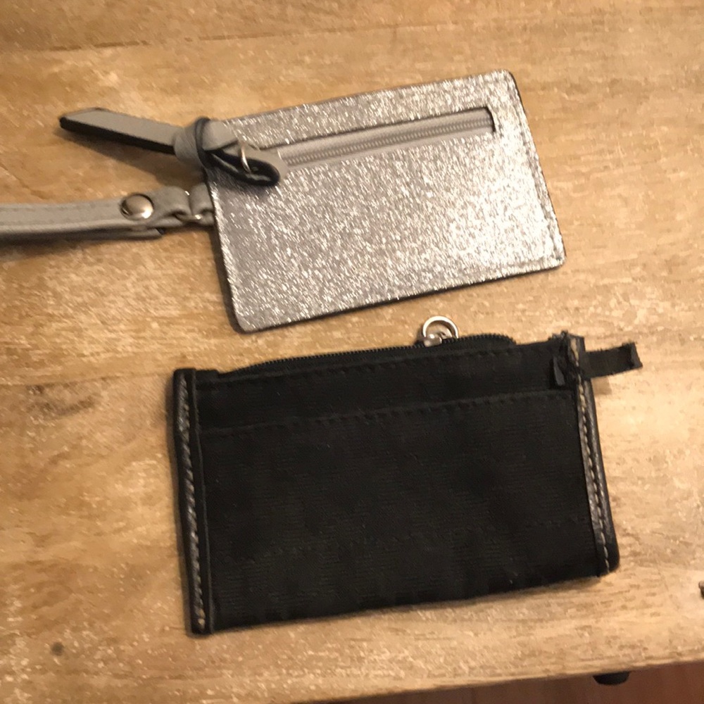 Black coin purse and ID tag